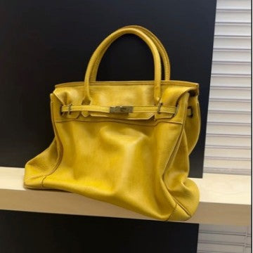 Classic Slouchy Pebbled Leather Shoulder Tote Bag with Belt Detail