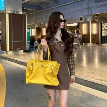 Classic Slouchy Pebbled Leather Shoulder Tote Bag with Belt Detail