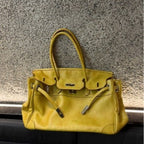 Classic Slouchy Pebbled Leather Shoulder Tote Bag with Belt Detail
