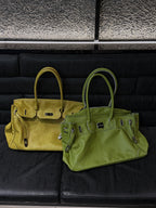 Classic Slouchy Pebbled Leather Shoulder Tote Bag with Belt Detail