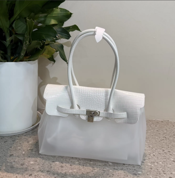 Semi-Flap Crocodile-Embossed Jelly Bag (TPU)