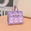 Miniature Architectural Leather Bag Charm with Twilly Accent