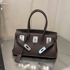 Classic Structured Top-Handle Leather Satchel Bag